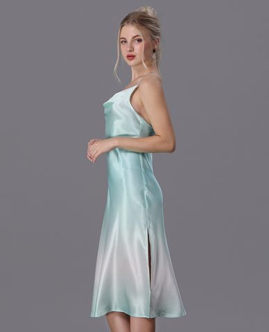  VERA - Đầm midi mặc nhà satin in 