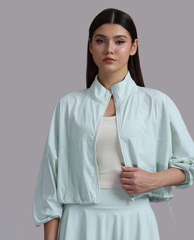  WOW BY NHA PHUONG - Áo khoác croptop nữ nylon spandex trơn 