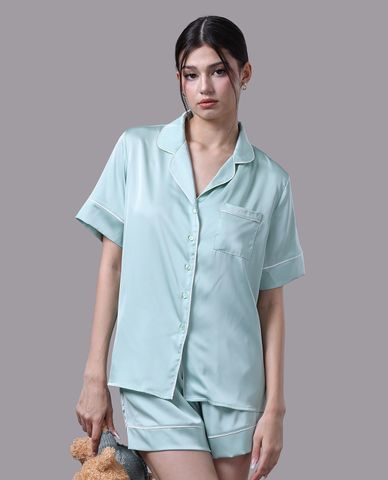  VERA - Bộ pijama nữ ngắn satin trơn 