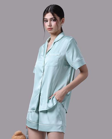  VERA - Bộ pijama nữ ngắn satin trơn 
