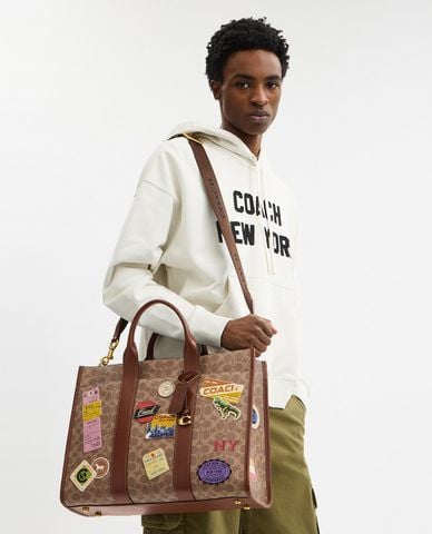  COACH - Túi tote nam Wesley In Signature Canvas 