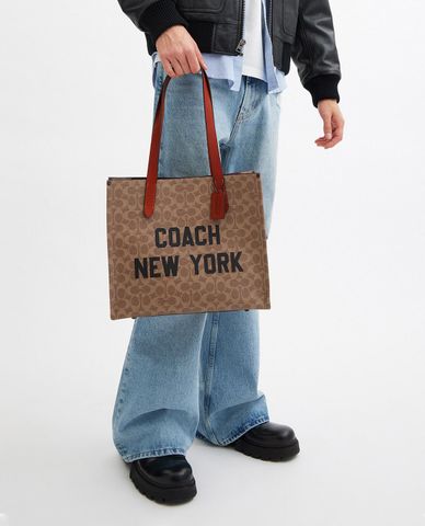  COACH - Túi tote nam phom chữ nhật Relay 34 In Signature Canvas 