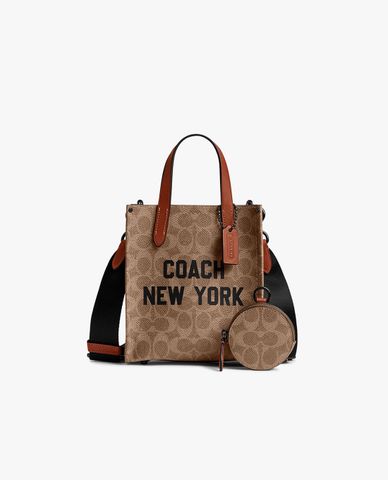  COACH - Túi tote nam phom chữ nhật Relay 17 Signature Canvas 