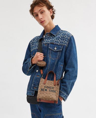  COACH - Túi tote nam phom chữ nhật Relay 17 Signature Canvas 