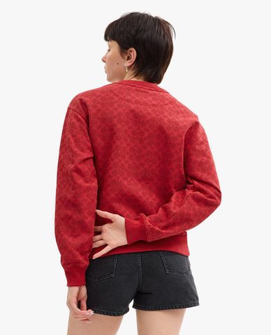  COACH - Áo sweatshirt nữ cổ tròn tay dài Signature Pegasus 