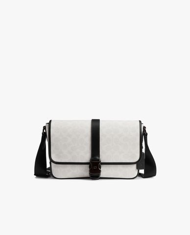  COACH - Túi đeo chéo nam nắp gập League In Signature Canvas 