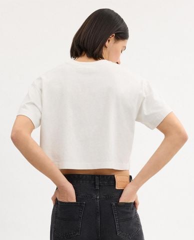 COACH - Áo croptop nữ cổ tròn tay ngắn Cursive 