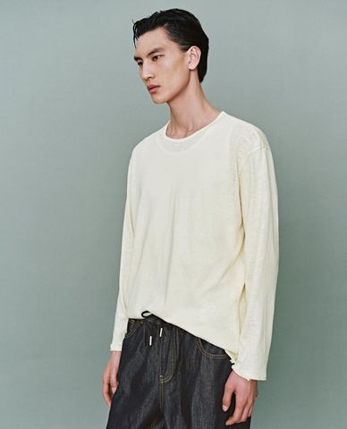  URBAN REVIVO - Áo thun nam cổ tròn tay dài 