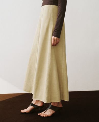  URBAN REVIVO - Chân váy denim midi dáng chữ A hiện đại 