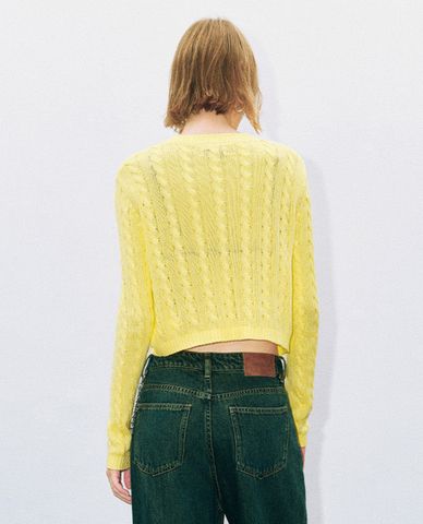  URBAN REVIVO - Áo khoác cardigan nữ phom croptop Striped 