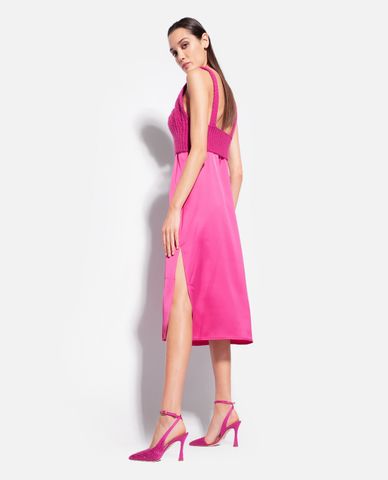  PINKO - Đầm sát nách midi cổ V thanh lịch Reform 