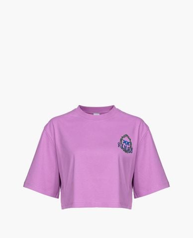  PINKO - Áo croptop nữ cổ tròn tay ngắn Termica 