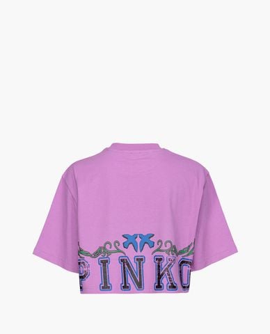  PINKO - Áo croptop nữ cổ tròn tay ngắn Termica 