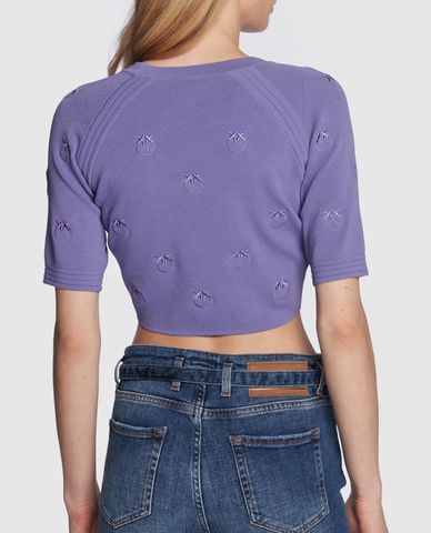  PINKO - Áo dệt kim nữ phom croptop cổ tròn tay ngắn Gijon 