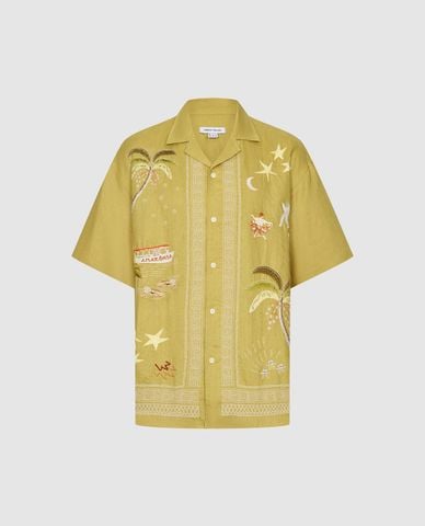  URBAN REVIVO - Áo sơ mi nam cổ bẻ tay ngắn in hình trẻ trung 