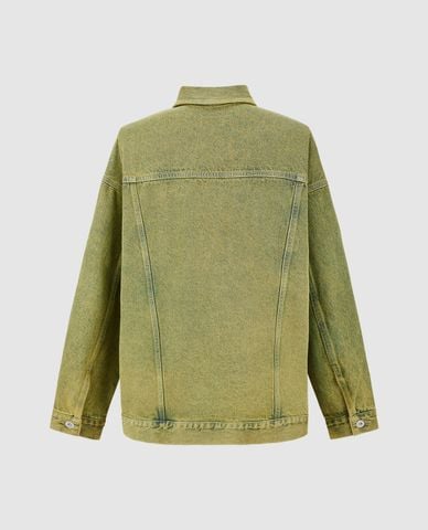  URBAN REVIVO - Áo khoác denim nam cổ bẻ tay dài Distressed 