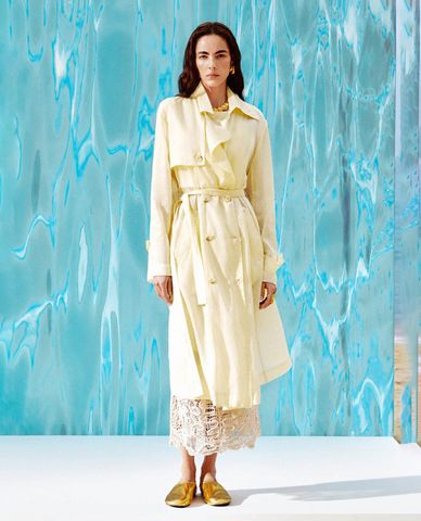  URBAN REVIVO - Áo khoác măng tô nữ dáng dài thời thượng 