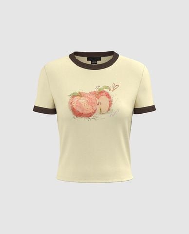  URBAN REVIVO - Áo thun nữ cổ tròn tay ngắn hiện đại 