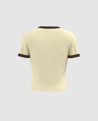  URBAN REVIVO - Áo thun nữ cổ tròn tay ngắn hiện đại 