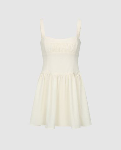  URBAN REVIVO - Đầm hai dây mini xếp li Cami Aline 