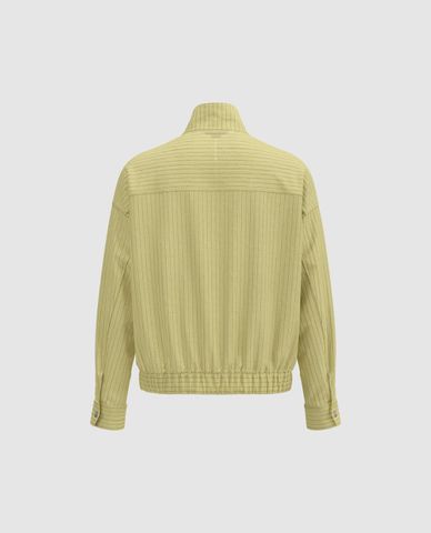  URBAN REVIVO - Áo khoác thể thao nam cổ trụ kẻ sọc 