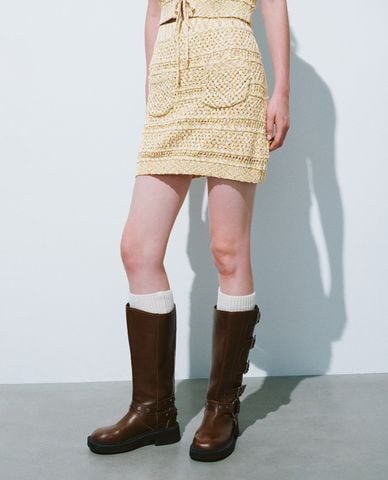  URBAN REVIVO - Chân váy dệt kim mini phom chữ A 