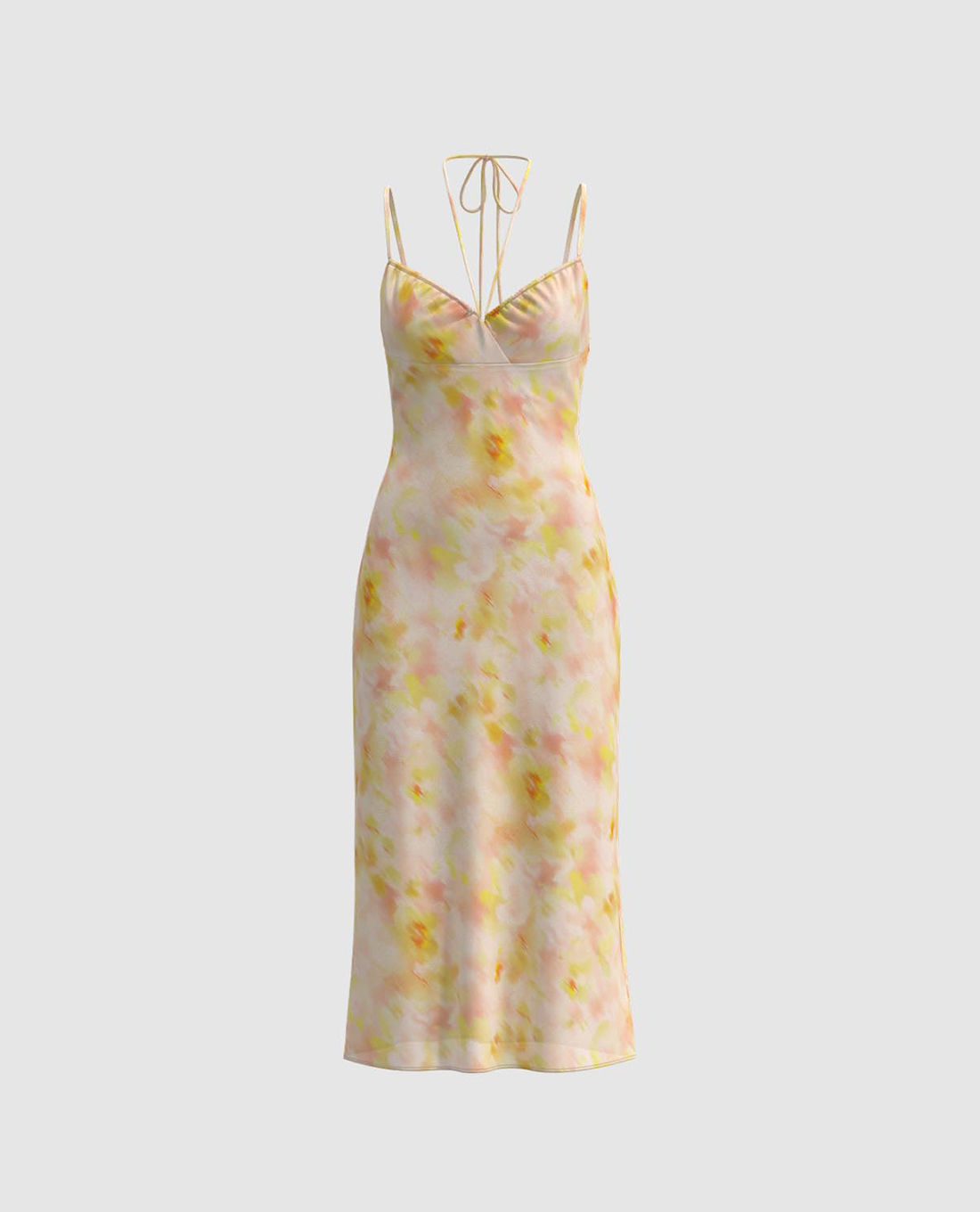 URBAN REVIVO - Đầm hai dây midi Cami Floral A Line