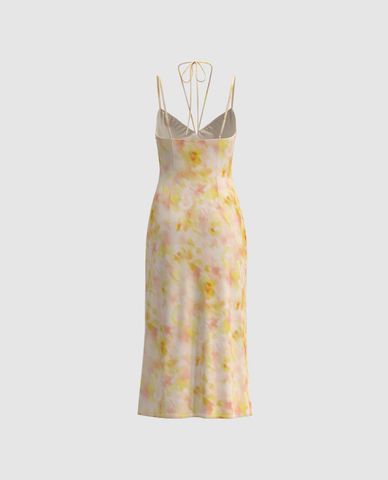  URBAN REVIVO - Đầm hai dây midi Cami Floral A Line 