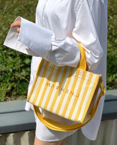  Marhen.J - Túi đeo vai nữ chữ nhật sọc kẻ Rico Mini 