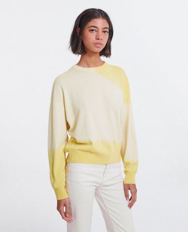  THE KOOPLES - Áo sweater nữ cổ tròn tay dài Formal Yellow Tie Dye 