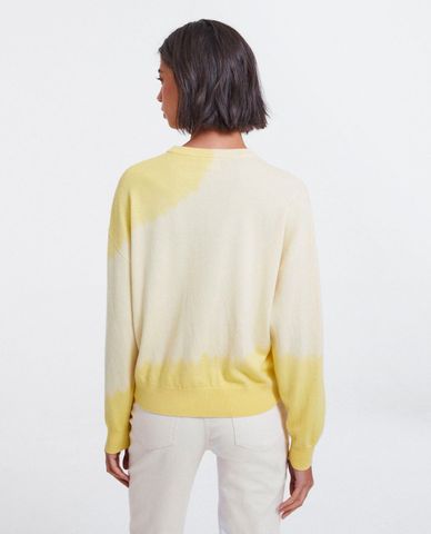  THE KOOPLES - Áo sweater nữ cổ tròn tay dài Formal Yellow Tie Dye 