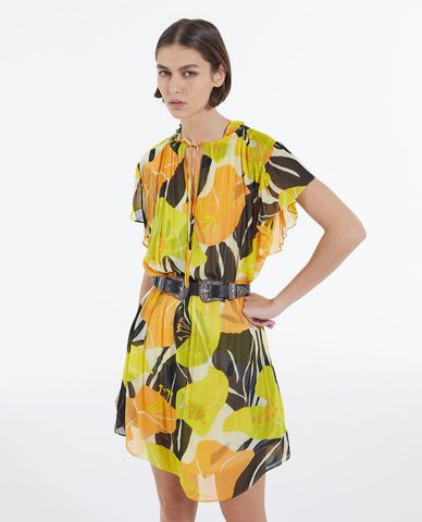  THE KOOPLES - Đầm mini cổ tròn phom suông Frilly Sleeves 