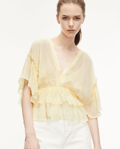  THE KOOPLES - Áo kiểu nữ cổ V phối bèo nữ tính 