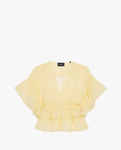  THE KOOPLES - Áo kiểu nữ cổ V phối bèo nữ tính 