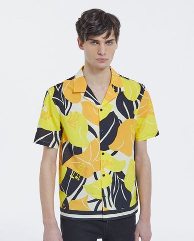  THE KOOPLES - Áo sơ mi nam tay ngắn phom suông Hibiscus Print 