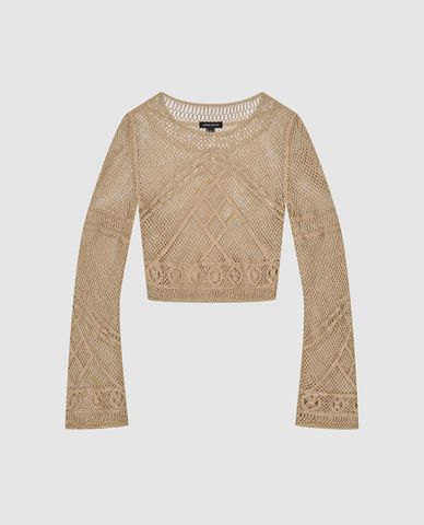  URBAN REVIVO - Áo dệt kim nữ cổ tròn tay dài 