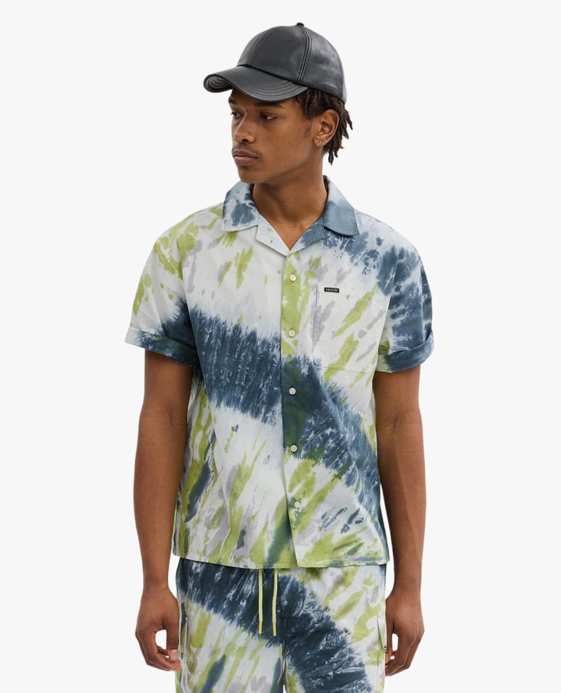 COACH - Áo sơ mi nam cổ bẻ tay ngắn họa tiết Tie Dye