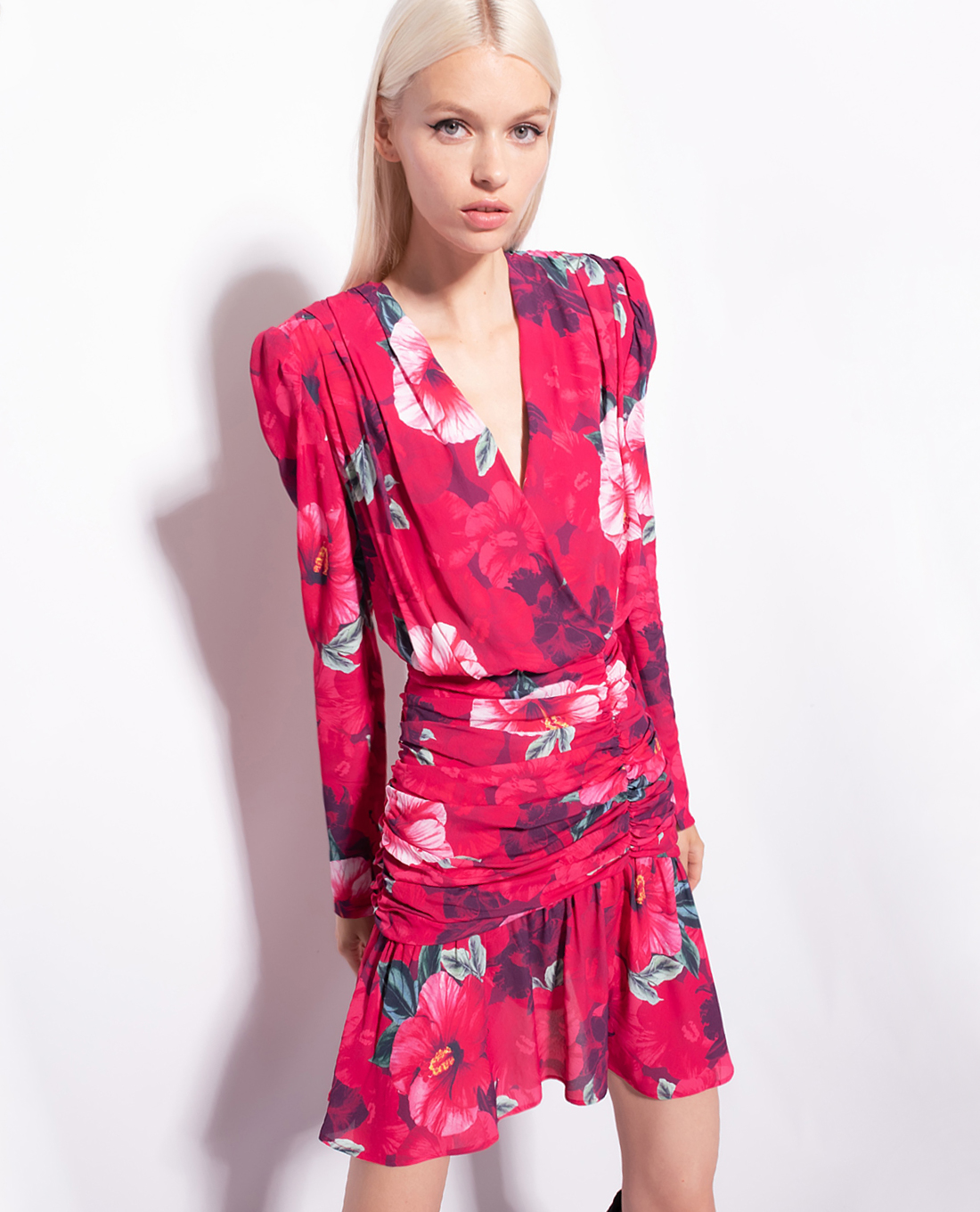 PINKO - Đầm mini cổ V tay dài Accigliato