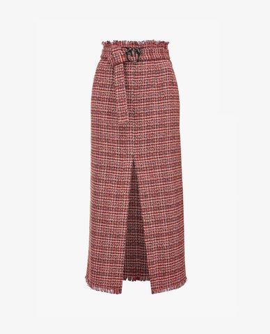  PINKO - Chân váy midi phối thắt lưng Patterned Bouclé Fabric 