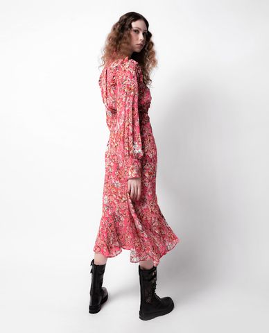  PINKO - Đầm midi sơ mi cổ bẻ tay dài Floral 