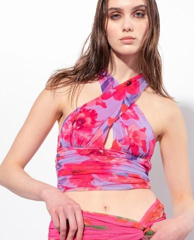  PINKO - Áo croptop nữ đan chéo phom ôm Tenue 