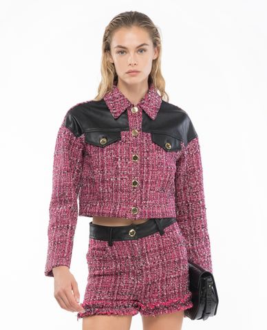  PINKO - Áo khoác tweed nữ cổ bẻ tay dài Gargamella 