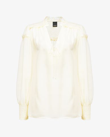  PINKO - Áo sơ mi nữ tay dài phối viền bèo Cassia 