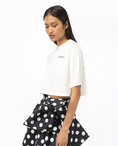  PINKO - Áo croptop nữ cổ tròn tay ngắn Termica 