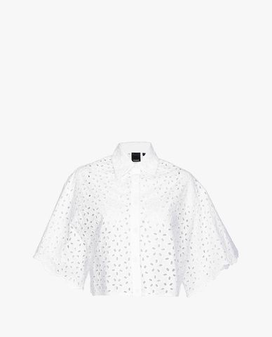  PINKO - Áo croptop nữ cổ bẻ tay ngắn Creativo 