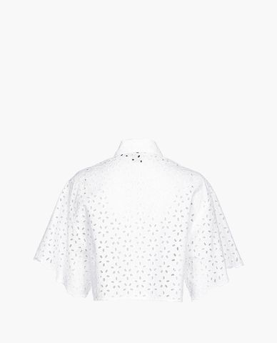  PINKO - Áo croptop nữ cổ bẻ tay ngắn Creativo 