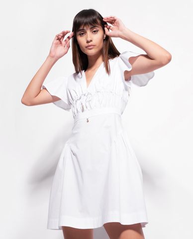  PINKO - Đầm xếp li mini cổ V tay ngắn Ammirevole 