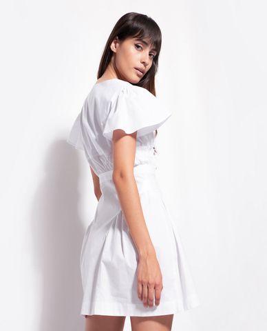  PINKO - Đầm xếp li mini cổ V tay ngắn Ammirevole 