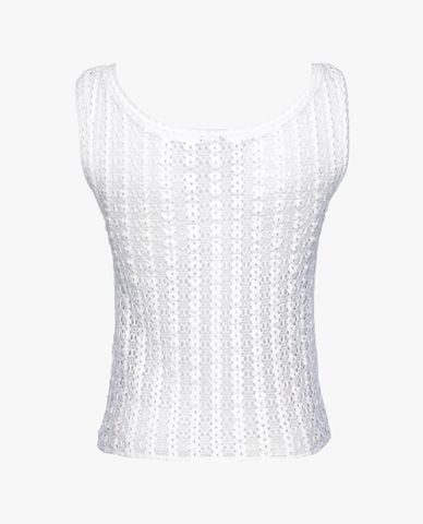  PINKO - Áo sát nách cổ tròn phối ren hoa lưới nhỏ nữ tính 