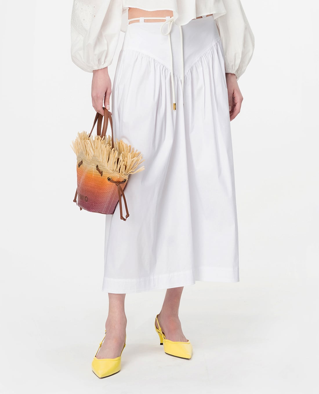 PINKO - Chân váy midi phối dây thắt Grinch